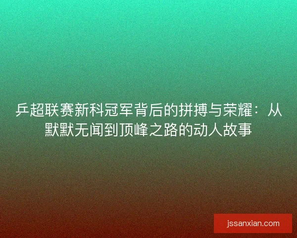 乒超联赛新科冠军背后的拼搏与荣耀：从默默无闻到顶峰之路的动人故事