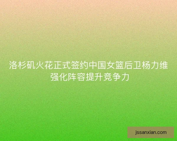 洛杉矶火花正式签约中国女篮后卫杨力维 强化阵容提升竞争力